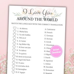 Bridal Shower I Love You Around The World Game | Simple Bridal Shower Games | Wedding Party Game | Bachelorette Party | Instant Download