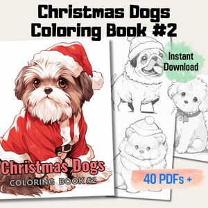 Christmas Dogs Grayscale Coloring Book, 20 Pages Unique Canine Designs for Relaxation and Festive Fun, Dogs Lovers Gift, Printable PDF