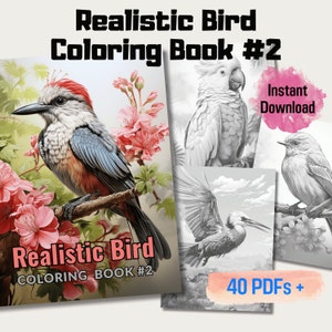 20 Realistic Bird Coloring Book, 20 Detailed Design Bird Grayscale Coloring Pages, Perfect Gift For All Ages, Instant Download Printable PDF