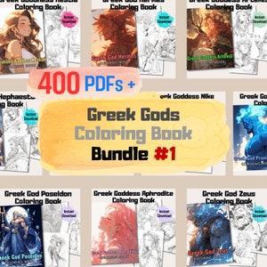 Greek Gods Grayscale Coloring Book Bundle, Stress Relief and Mindful Coloring, Ideal Gifts for Mythology Enthusiasts, Instant Download PDF
