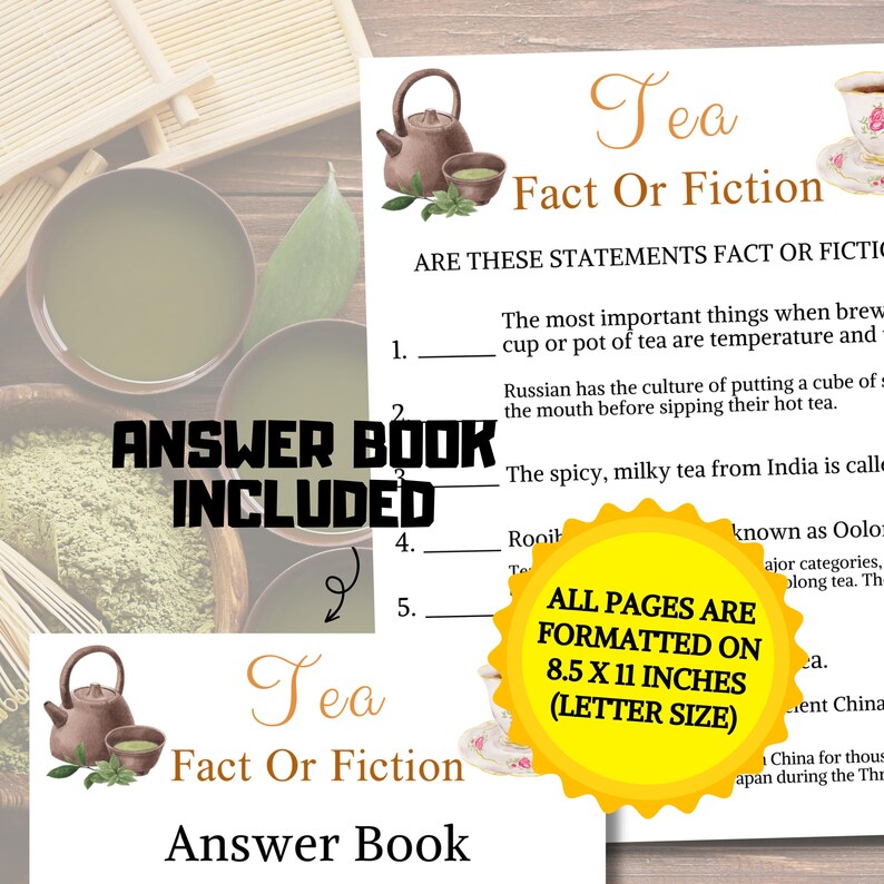 Tea Fact or Fiction Game | Minimalist Tea True or False Game | Tea ...