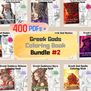 400 Pages Greek Gods Coloring Book Bundle, Grayscale Coloring Page, Perfect for History Buffs and Creative Adults And Kids, Instant Download