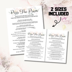 Bridal Shower Pass the Poem Game | Printable Pass the Prize Game Card ...