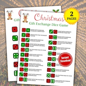 Christmas Gift Exchange Dice Game | Gift Swap Game | Printable Christmas Group Party Game | Christmas Dice Game | Instant Download PDF