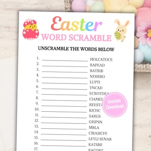 Easter Word Scramble Game | Easter Party Unscramble Word Game | Easter ...