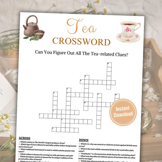 Tea Crossword Game | Minimalist Tea Party Word Find Game | Printable Crossword Puzzle | Tea Time Word Game | Instant Download PDF - Etsy Tea Crossword Game | Minimalist Tea Party Word Find Game | Printable Crossword Puzzle | Tea Time Word Game | Instant Download PDF - Etsy