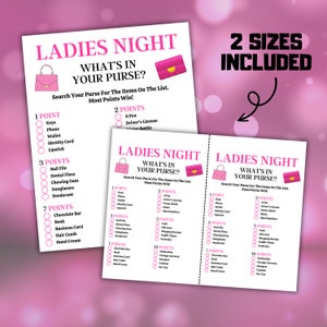 Ladies Night Whats In Your Purse Game - 2 sizes included.