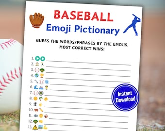 Baseball Emoji Pictionary Game | Printable Baseball Emoji Game | MLB Game for All Ages | World Series Activity | Baseball Birthday Party