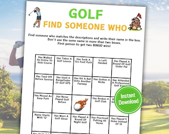 Golf Find Someone Who Game | Printable Golf Mix and Mingle Bingo Game | Golf Find The Guest Bingo Game | Golf Ice Breaker | Golf Activities