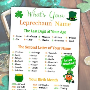 What&#39;s Your Leprechaun Name Game | Printable St. Patrick&#39;s Day Leprechaun Name Generator | St. Paddy&#39;s Day Sign And Name Tags | Party Name
