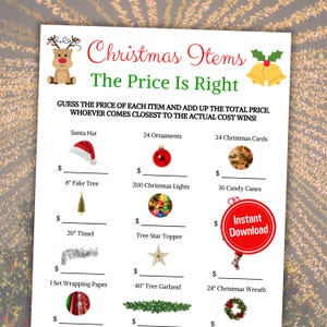 Christmas Items Guess Price Game | Christmas The Price Is Right Game | Christmas Family Game | Christmas Trivia | Instant Download PDF