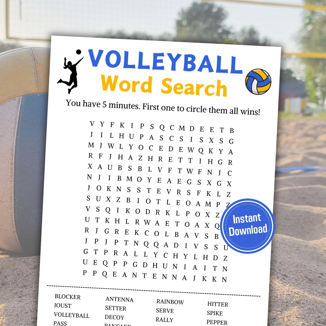 Volleyball Word Search Game | Volleyball Word Find Game | Volleyball ...