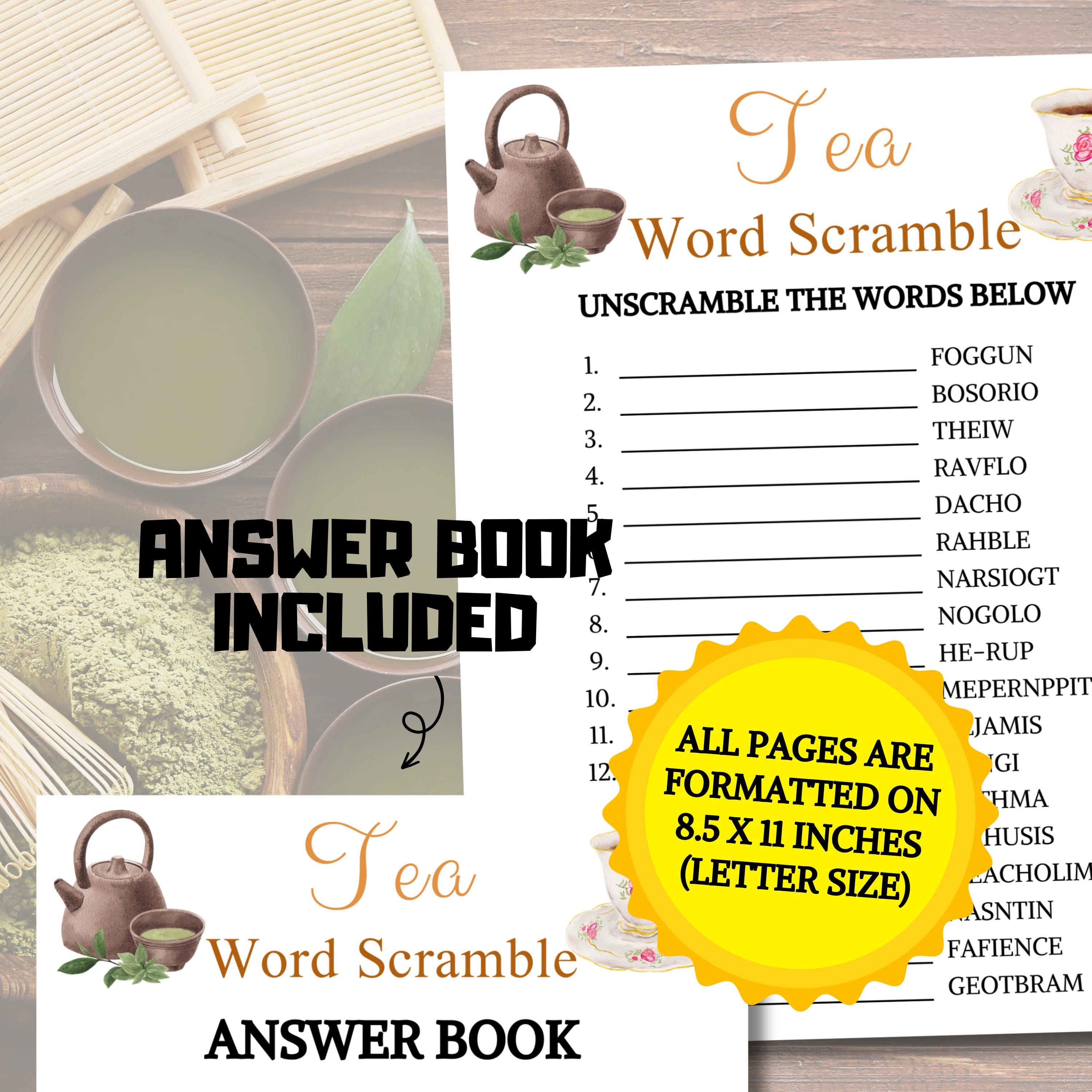 Tea Party Word Scramble Game | Minimalist Tea Word Puzzle Games ...