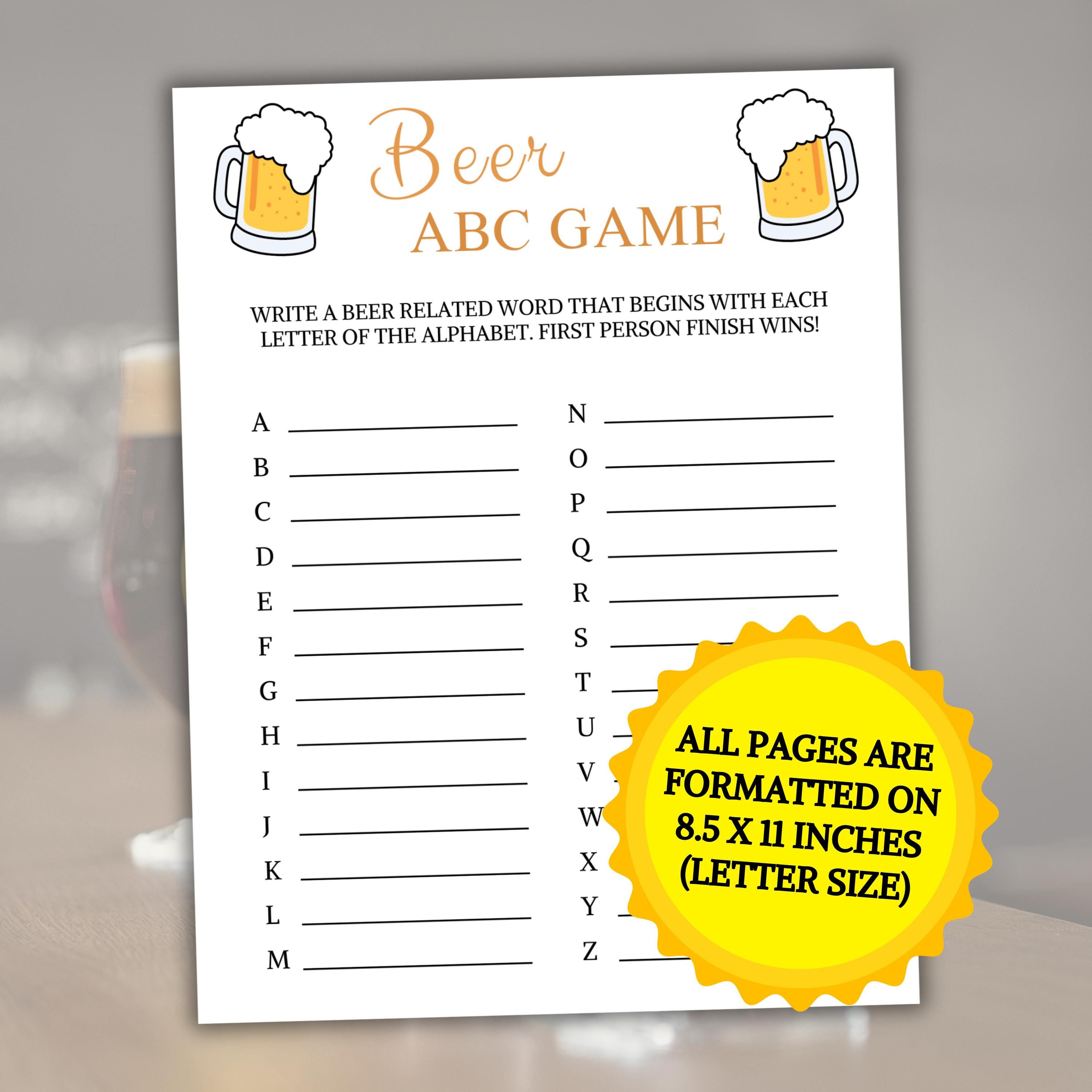 Beer ABC Game | Printable Alphabet Race Game | Beer Race Game | Beer ...