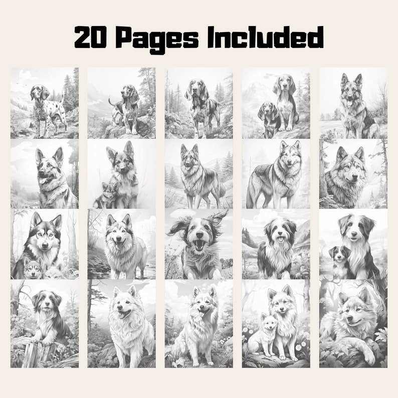20 realistic dog coloring book is printable & reusable PDF and instant digital download. Simply grab your favorite coloring tools and let your creativity flow as you bring these dogs to life with your own unique style and color choices.