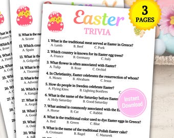 Easter Trivia Game | Easter Party Trivia Quiz | Easter Activity | Easter Quiz For All Ages | Classroom Game | Family Game | Instant Download