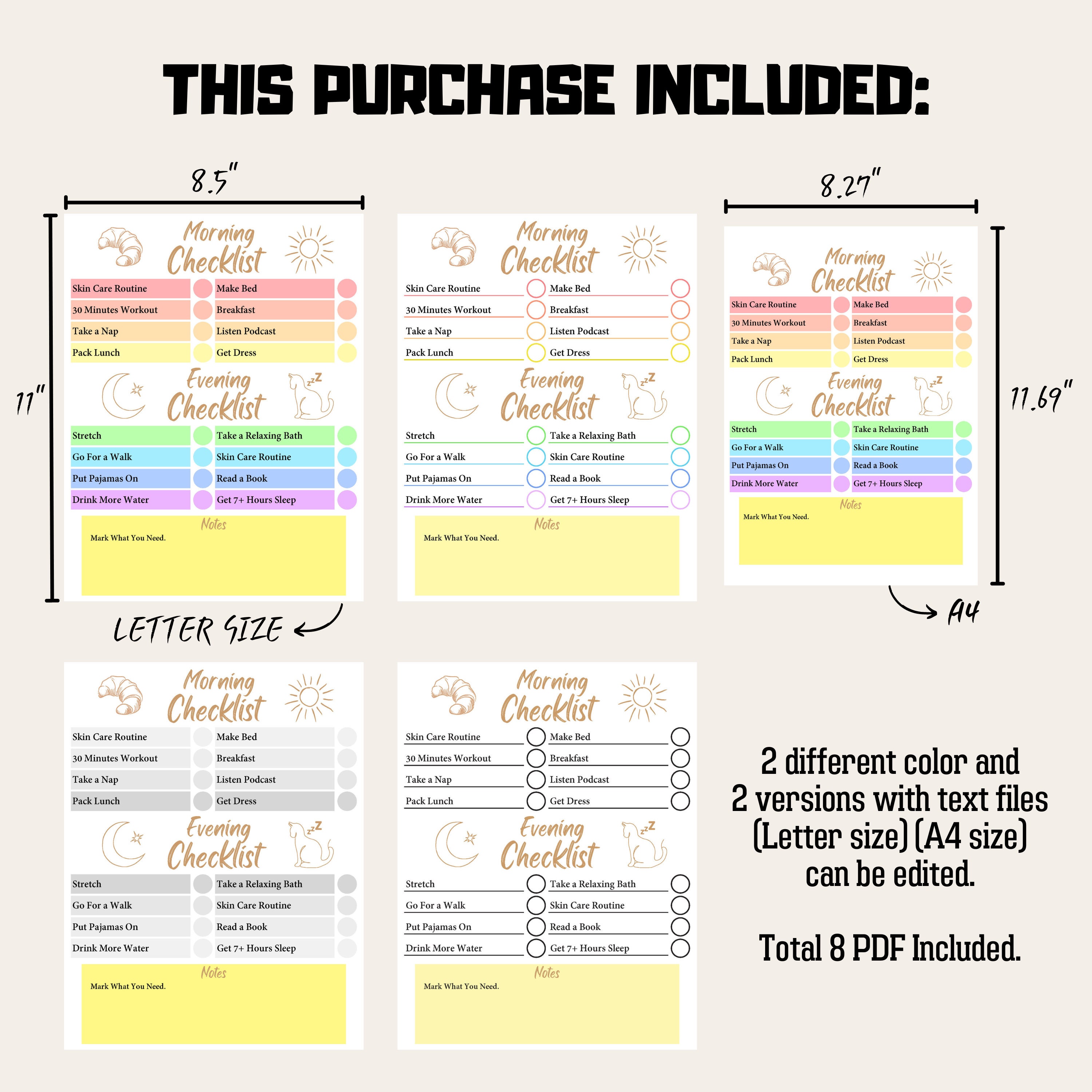 Self Care Checklist for Editable Morning Routine List for Skincare ...