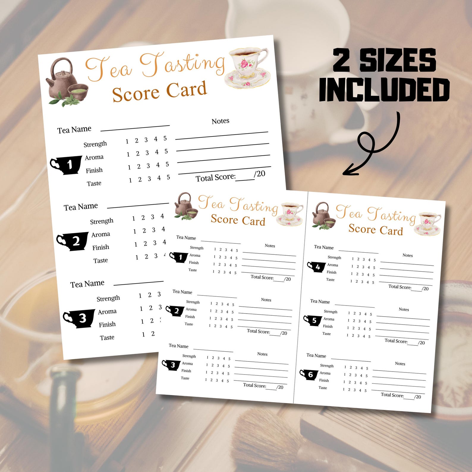 Tea Tasting Card | Minimalist Tea Tasting Party Scorecard | Fill in ...