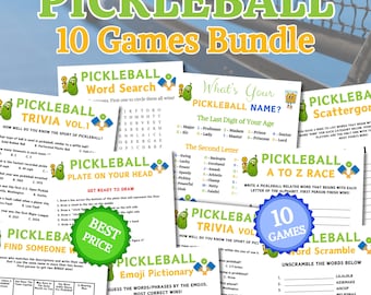 Pickleball Games Bundle | Printable Pickleball Team Party Game | Pickleball ABC Game | Trivia Game | Pickleball Bingo Game | Drawing Game