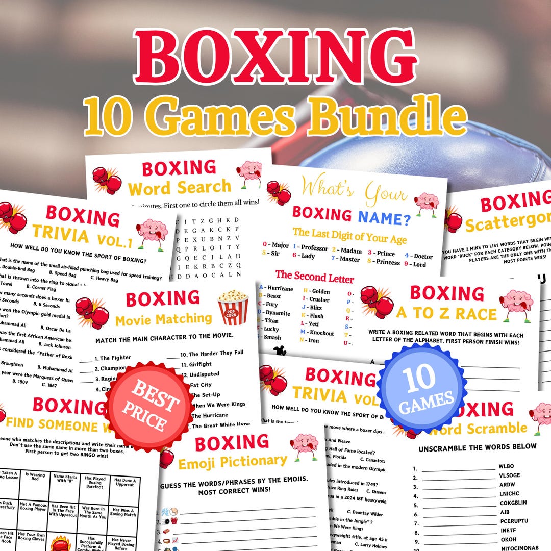 Boxing Games Bundle | Printable Boxing Team Party Game | Boxing ABC ...