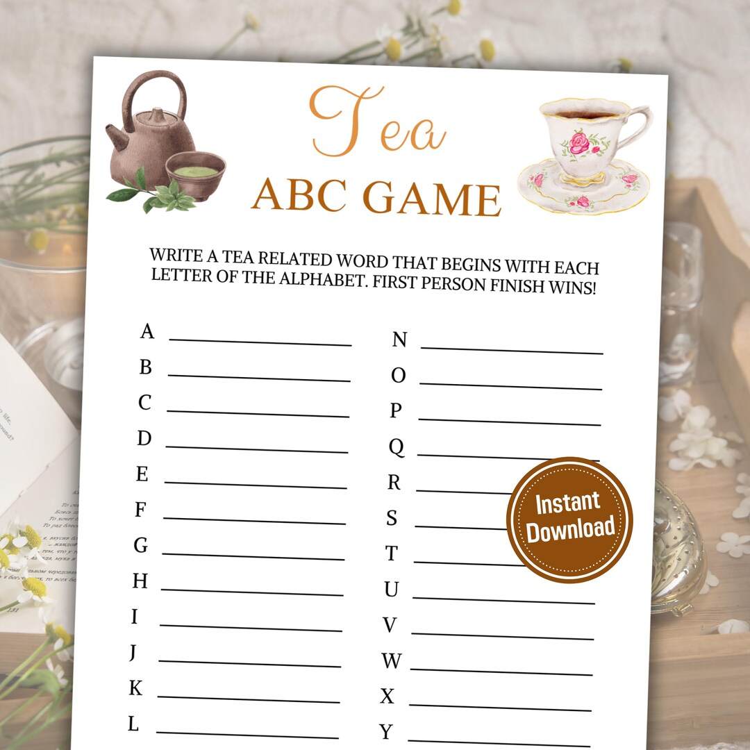 Tea ABC Game | Minimalist Tea Name Game | Tea Name Race Game ...