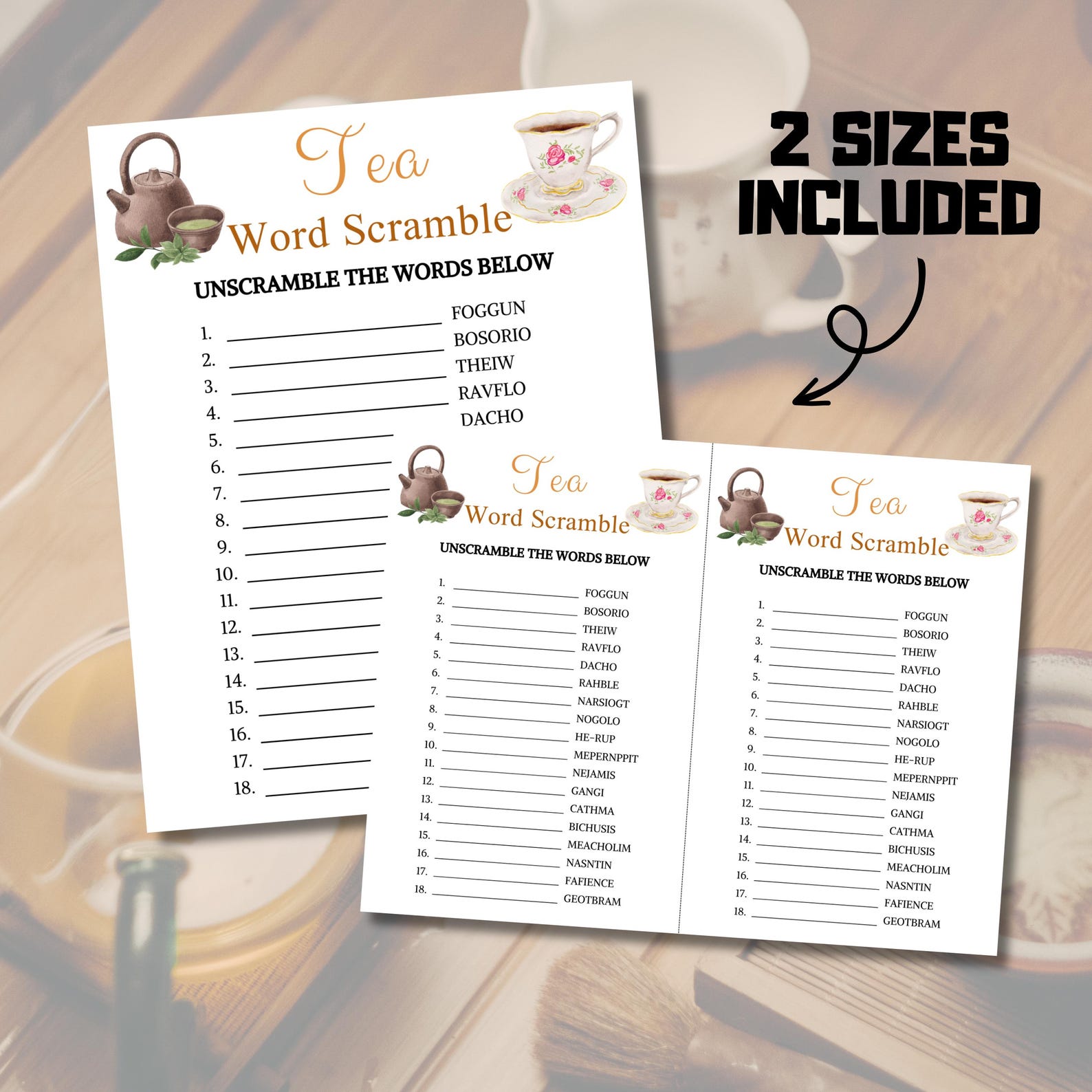 Tea Party Word Scramble Game | Minimalist Tea Word Puzzle Games ...