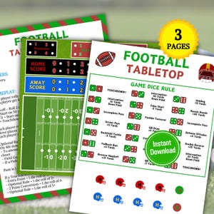 Football Tabletop Game | Printable American Football Dice Game | Football Team Board Game | Football Game for All Ages | Birthday Game