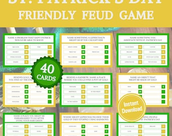 St. Patrick's Day Friendly Feud Game | Printable St. Patrick's Day Game | St. Paddy's Day Game For Family | St. Patrick's Day Trivia Game