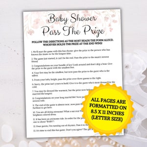 Baby Shower Pass the Prize Rhyme Game | Pass the Gift DIY Printable ...
