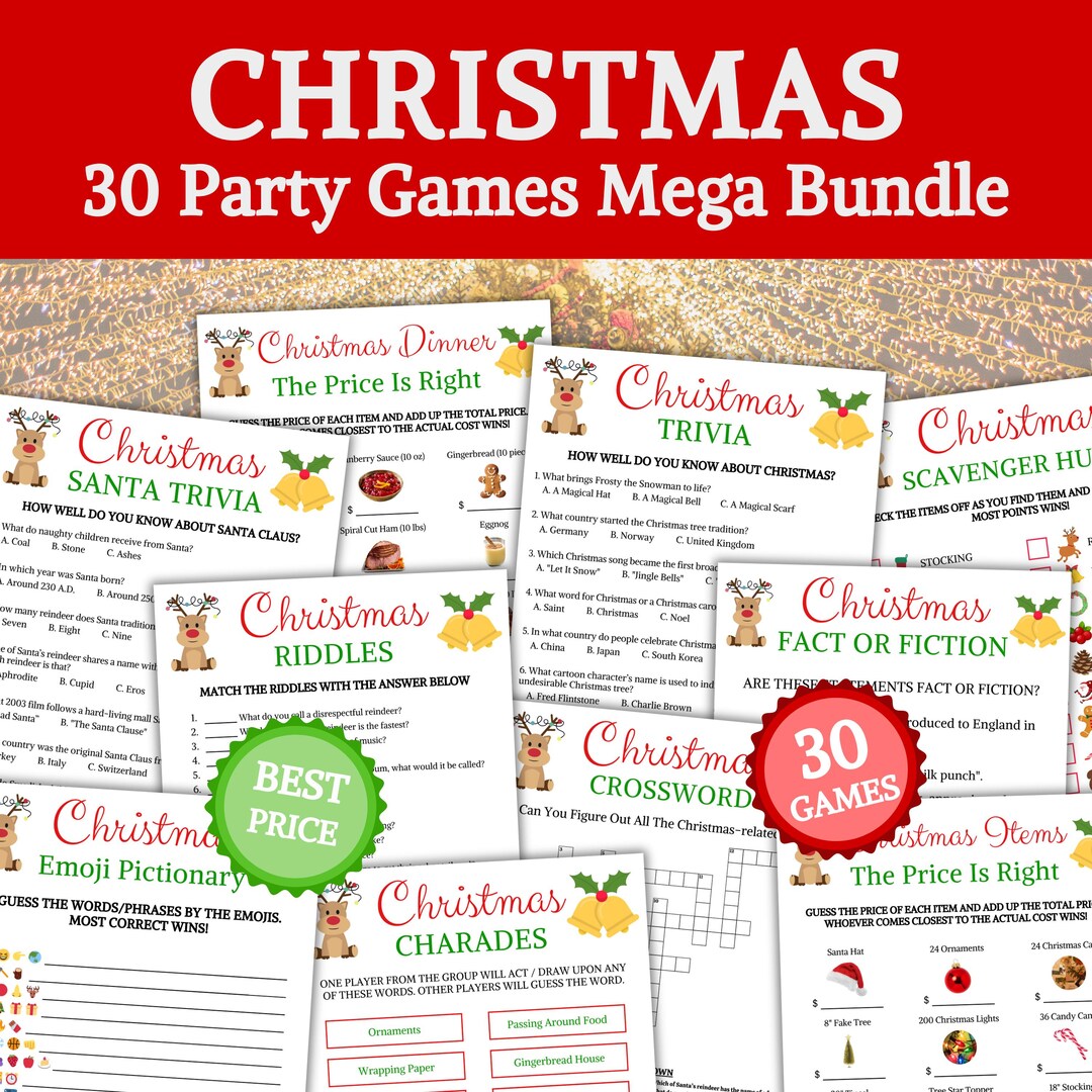 Christmas Games Bundle | 30 Party Games MEGA Bundle | Christmas Party ...
