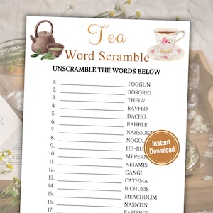 Tea Party Word Scramble Game | Minimalist Tea Word Puzzle Games ...
