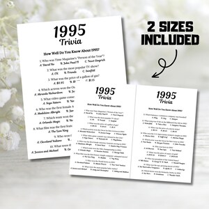 1995 Trivia Game - 2 sizes included.