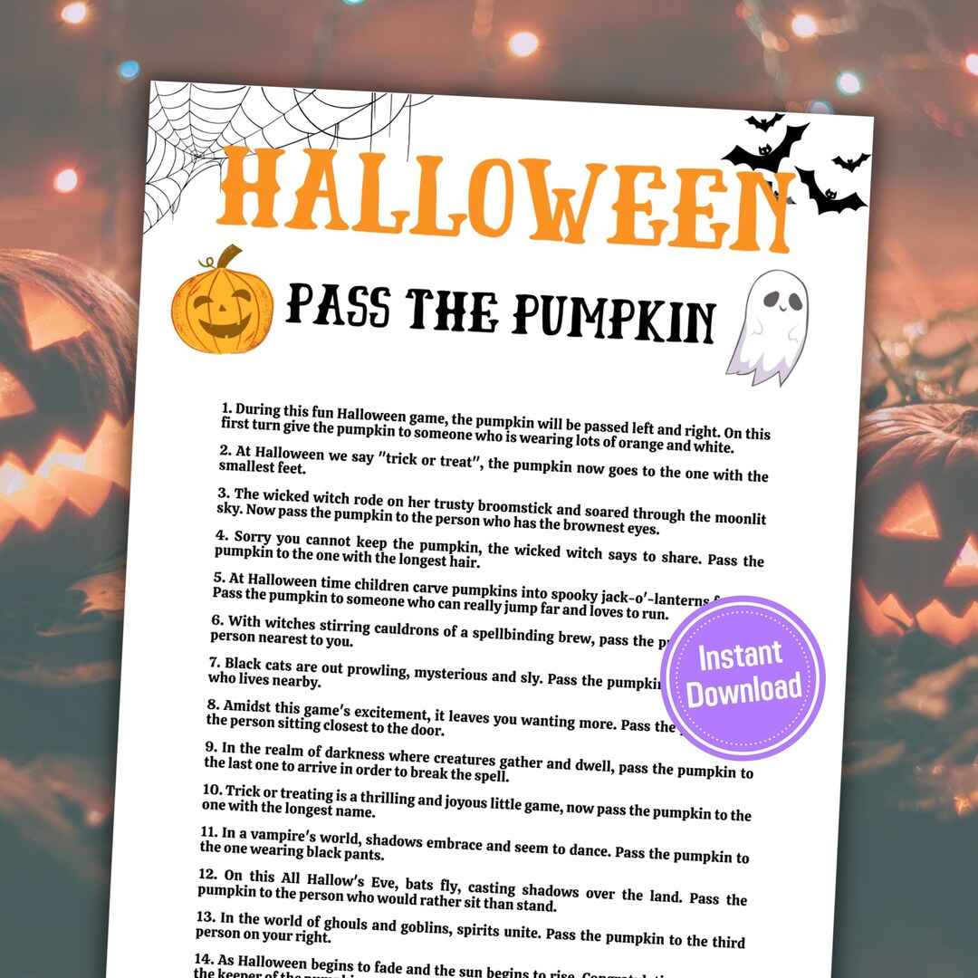 Halloween Pass the Prize Game Halloween Pass the Poem Game Printable