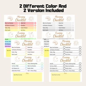 Self care checklist for yourself. Morning routine, skincare routine template, fillable routine printable PDF and instant digital download. It is perfect for help set yourself up for success with a morning and evening routine.