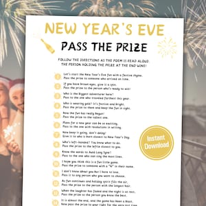 New Year&#39;s Eve Pass The Prize Game | New Years Pass The Present Poem | Printable NYE Pass The Gift Game | Poem Game | Ice Breaker Game PDF