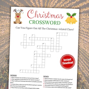 Christmas Crossword Game | Printable Christmas Word Puzzle | Christmas Crossword Clues To Solve | Christmas Trivia Quiz | Instant Download