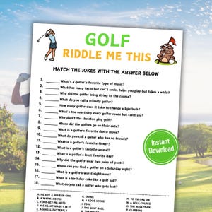 Golf Riddle Me This Game | Golf Party Riddles Game | Printable Golf Jokes Game | Masters Golf Tournament Game | Instant Download PDF
