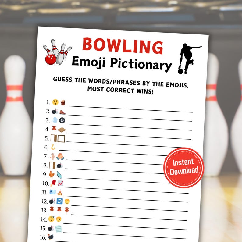 Bowling Emoji Pictionary Game | Printable Bowling Emoji Game | PBA Game ...