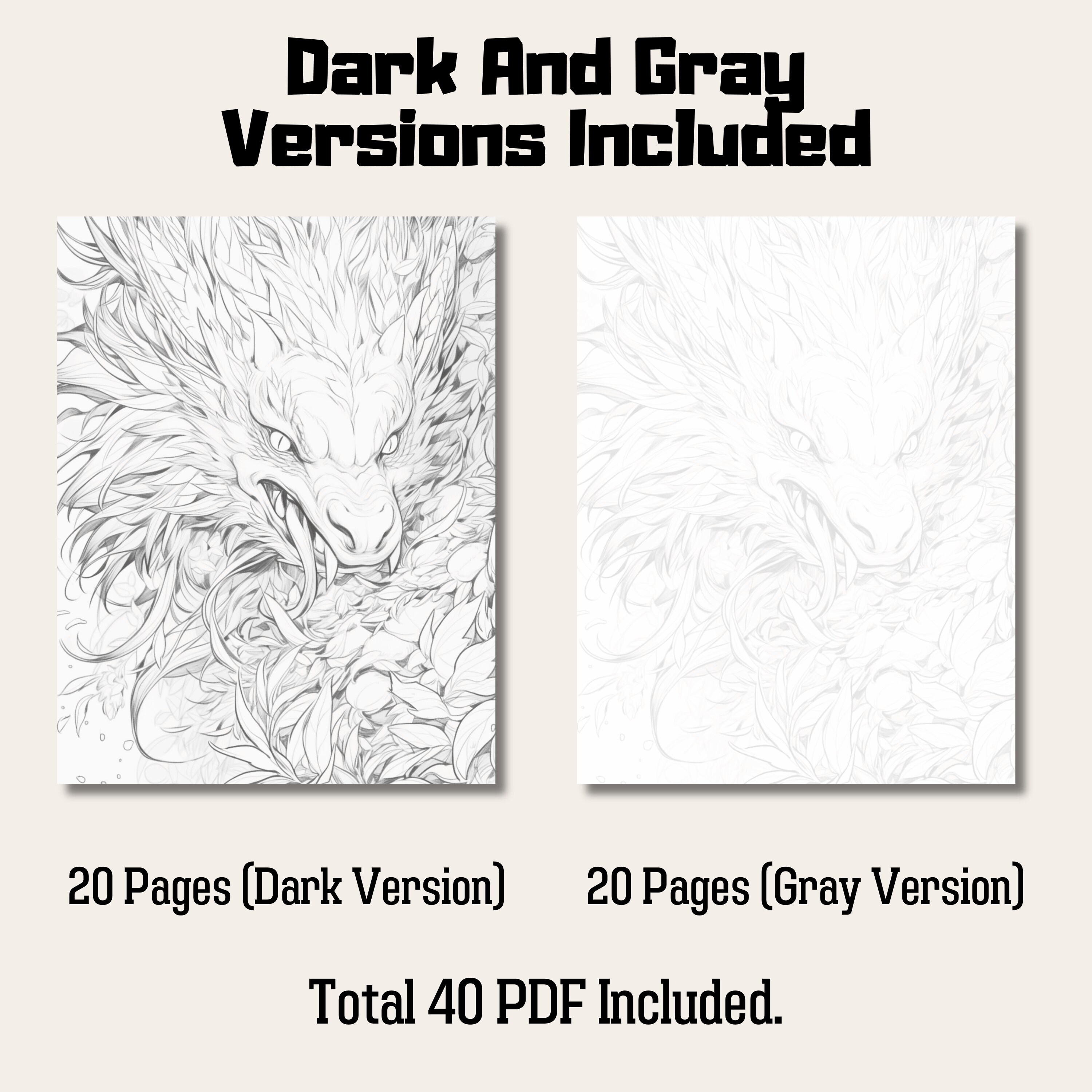 20 Realistic Dragon Grayscale Coloring Book Perfect Gift for - Etsy