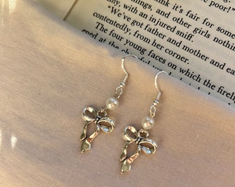 Pearl and Bow Coquette Inspired Earrings