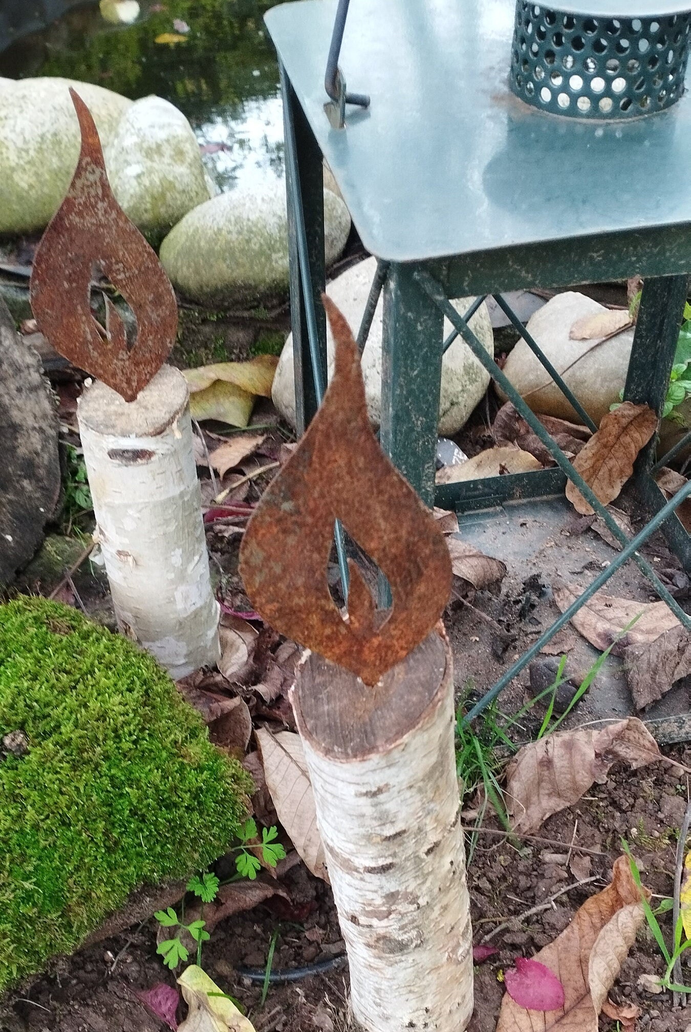 GWHOLE Rost Flammen Deko - 10 Stück Edelrost Kerzen Für Weihnachtsdeko