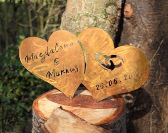 Wedding gift heart personalized with name & date, patina, decoration bride and groom, wedding, 40 cm