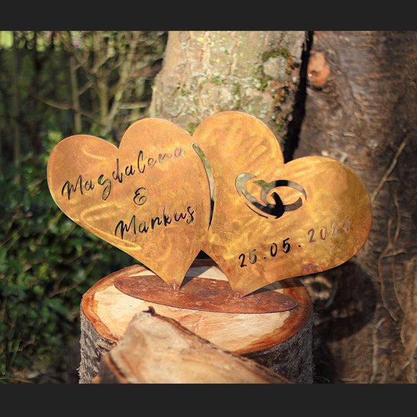 Hochzeitsgeschenk Herz personalisiert mit Name & Datum, Edelrost,Deko Brautpaar,Wedding, 40 cm