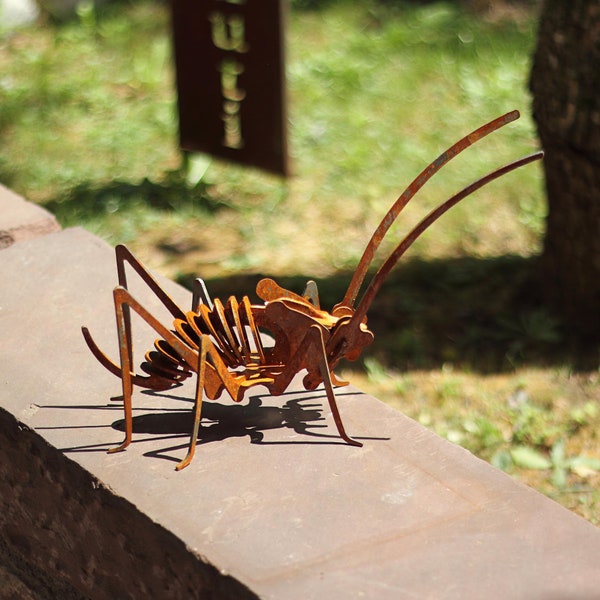 3D Grashüpfer Edelrost Gartendeko Tier Insekt Rost Optik
