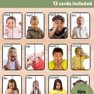 quebra-cabeça de emoções para pré-escola, educação domiciliar, atividades de creche, jogos, pares, cortar e colar e falar sobre sentimentos