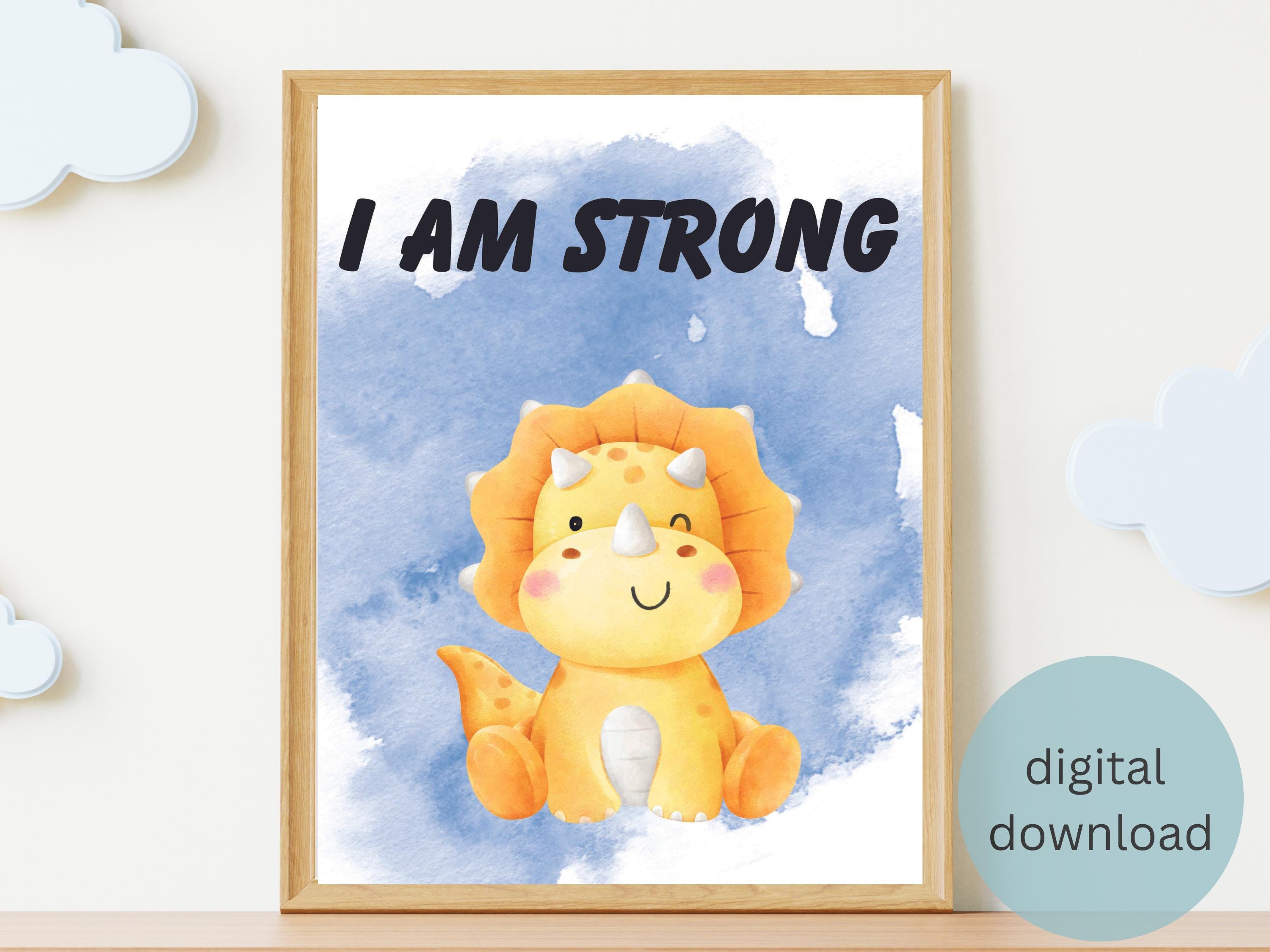 Dinosaur Nursery Prints, Set of 6, Positive Affirmation, Watercolour ...