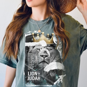 Jesus is King Shirt Christian Lion T-shirt Worship Tshirt Faith Shirt Retro Christian Shirt Faith Based Apparel   Trendy Bible Verse Shirt