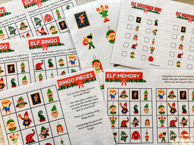 Elf Scavenger Hunt, Elf Bingo, Elf Memory Game, Elf Activities ...