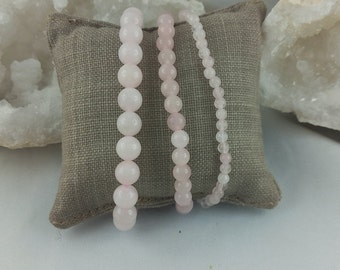 Armband i natursten med rosenkvarts 4/6/8 mm.