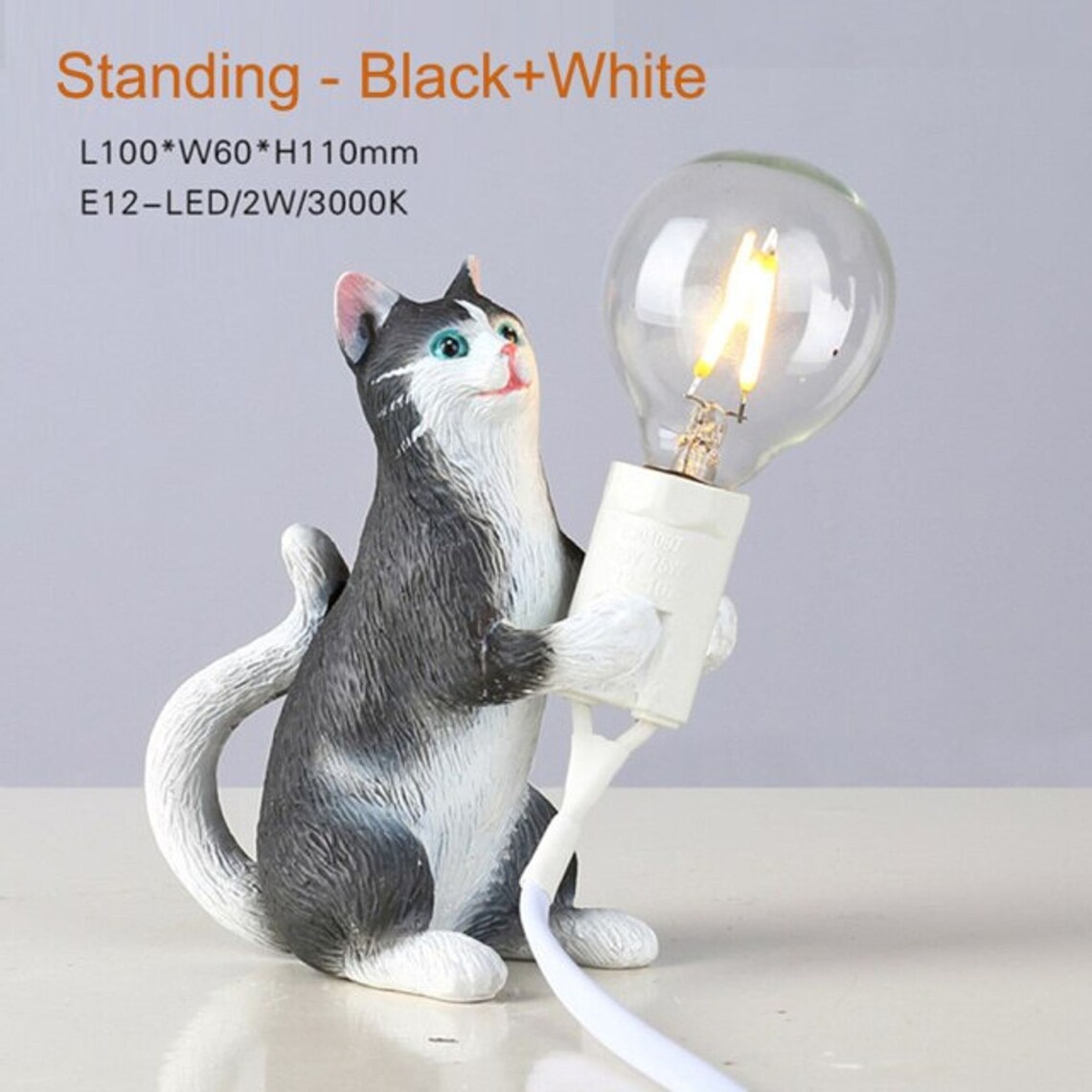 Unique Cat Table Lamp Resin Animal Cat Table LED LampDesk Etsy